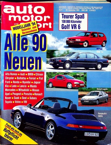 Deckblatt Auto Motor und Sport (01/1993)